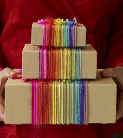 rainbow yarn wrapping via abrams books